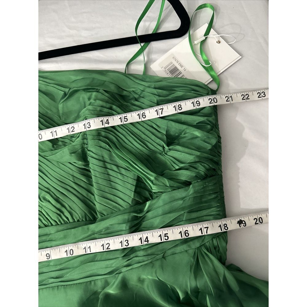 NWD $398 Mac Duggal [ 14 ] Pleated One‎ Shoulder Chiffon Gown Green #G1782 - Picture 4 of 16